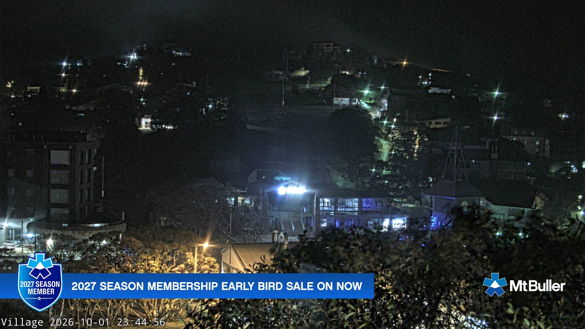 Mt Buller Village snow cam captured at 1 October 2026 at 11:47 pm AEST