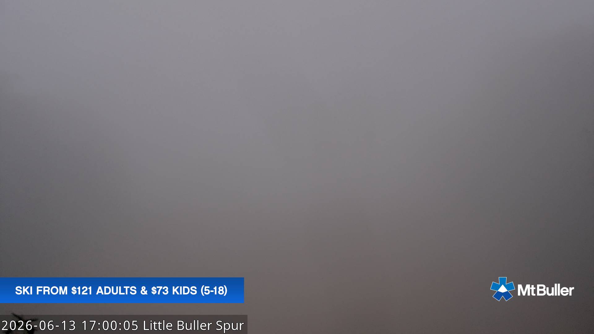 Mt Buller Little Buller Spur snow cam captured at 13 June 2026 at 5:02 pm AEST