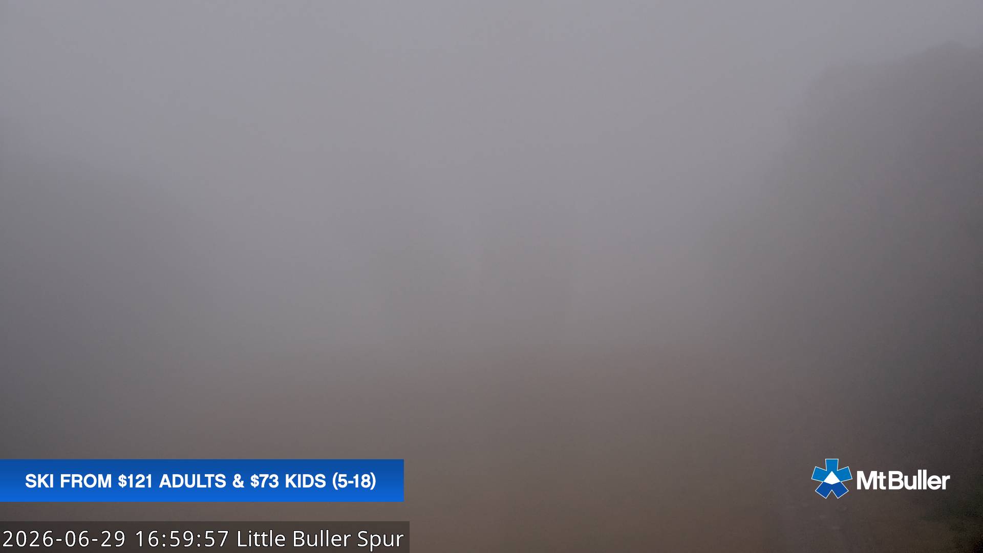 Mt Buller Little Buller Spur snow cam captured at 29 June 2026 at 5:00 pm AEST