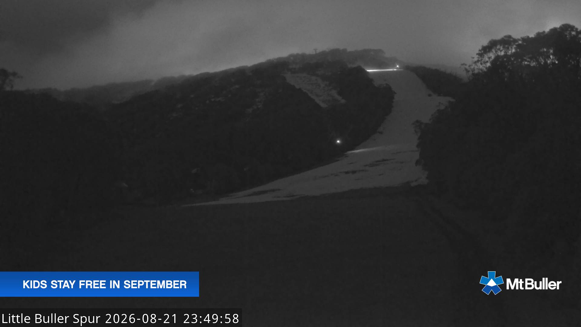 Mt Buller Little Buller Spur snow cam captured at 21 August 2026 at 11:53 pm AEST