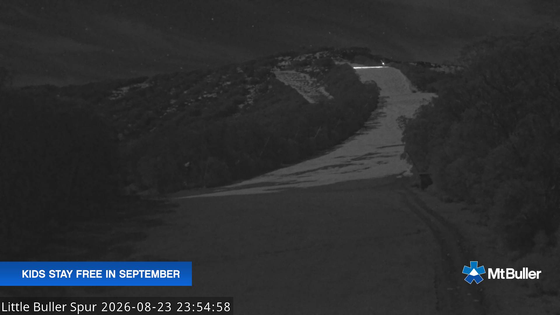 Mt Buller Little Buller Spur snow cam captured at 23 August 2026 at 11:55 pm AEST