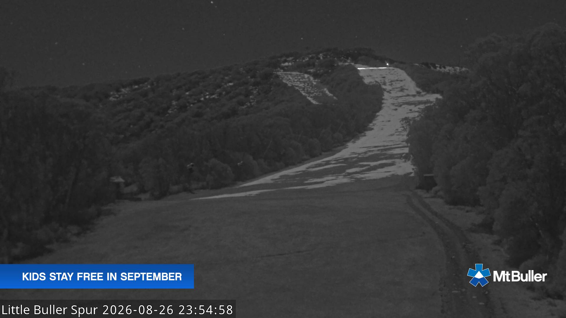 Mt Buller Little Buller Spur snow cam captured at 26 August 2026 at 11:58 pm AEST
