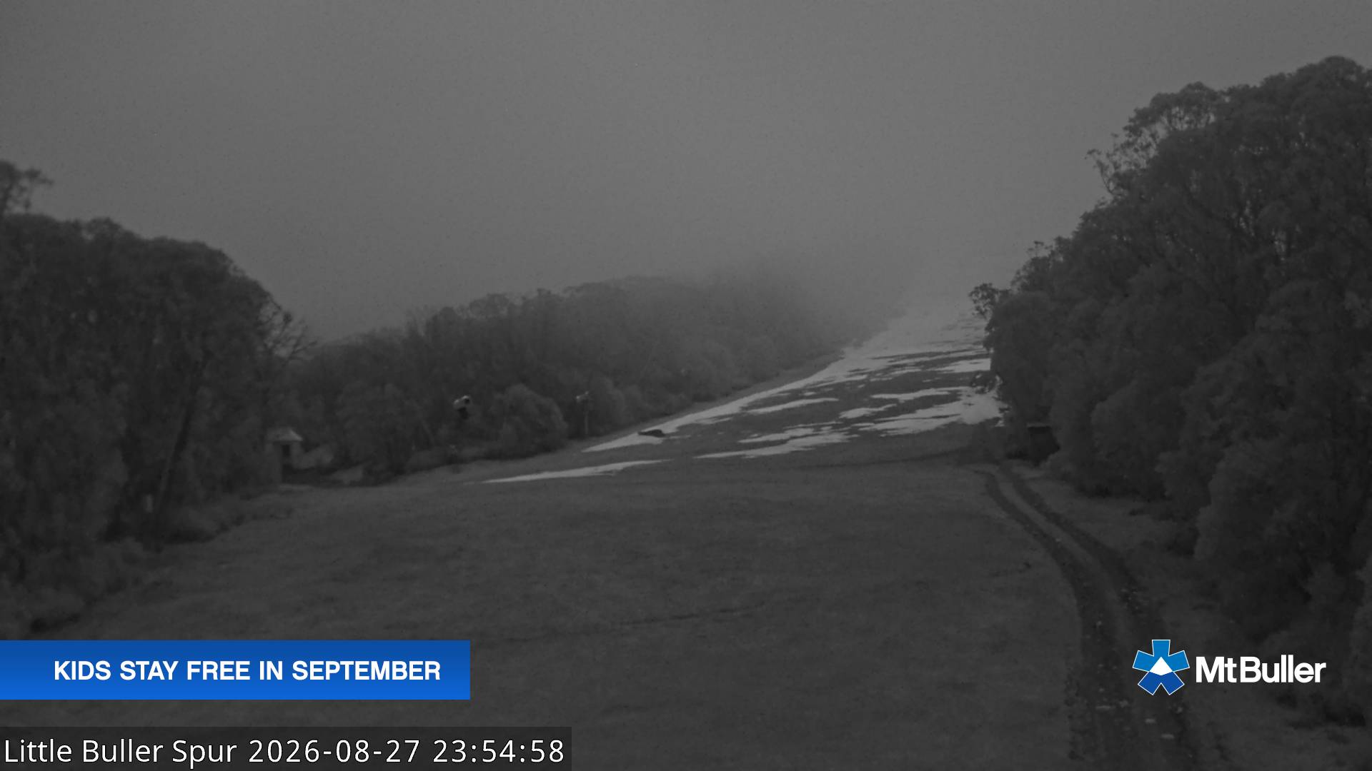 Mt Buller Little Buller Spur snow cam captured at 27 August 2026 at 11:59 pm AEST