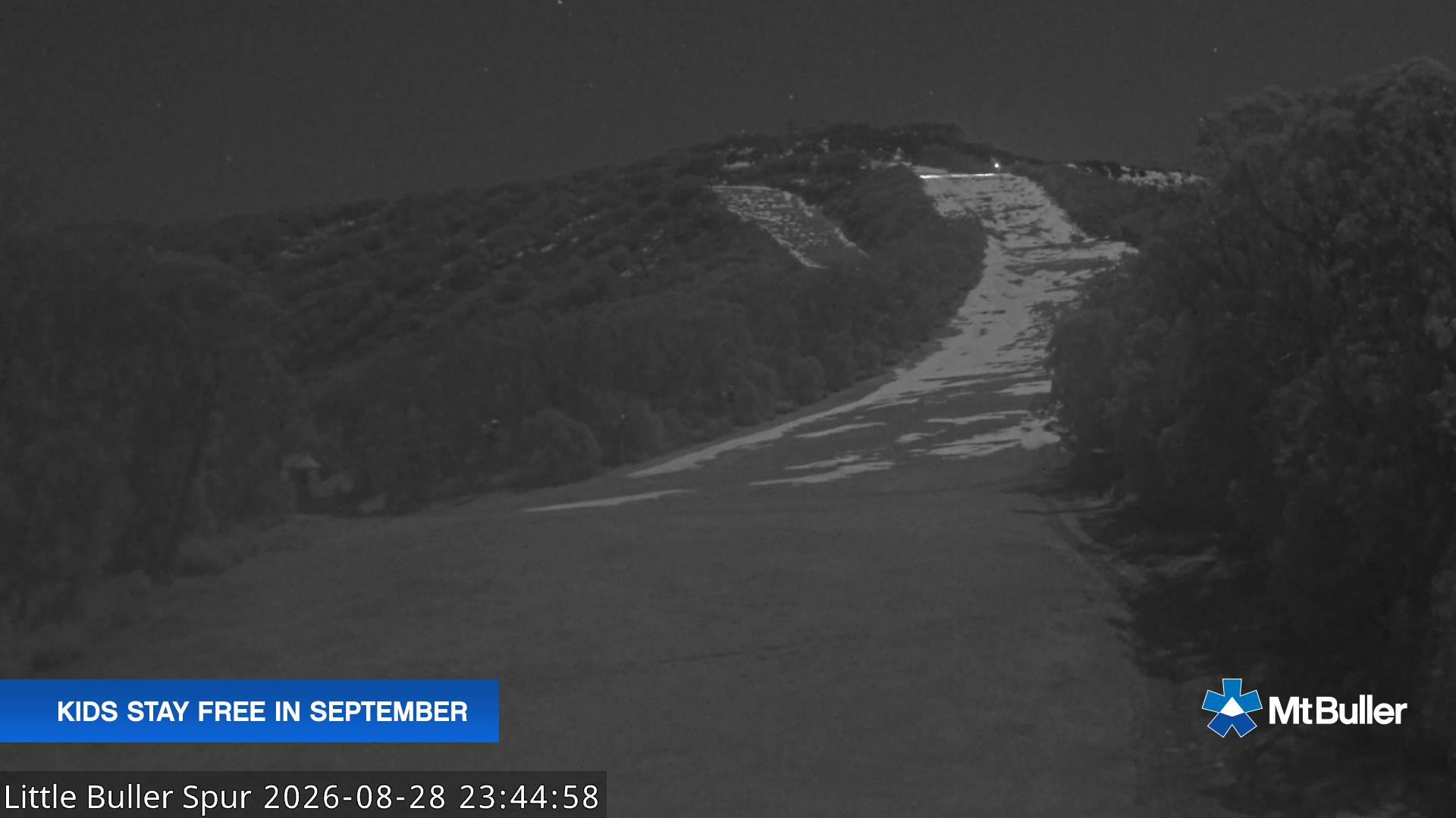 Mt Buller Little Buller Spur snow cam captured at 28 August 2026 at 11:49 pm AEST