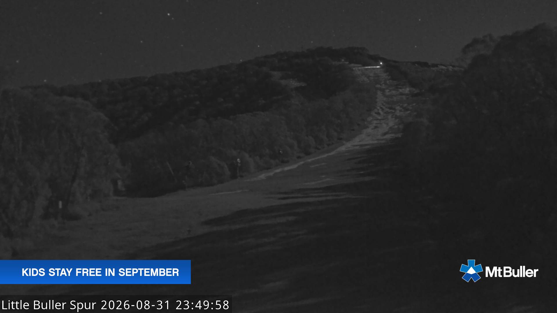 Mt Buller Little Buller Spur snow cam captured at 31 August 2026 at 11:52 pm AEST