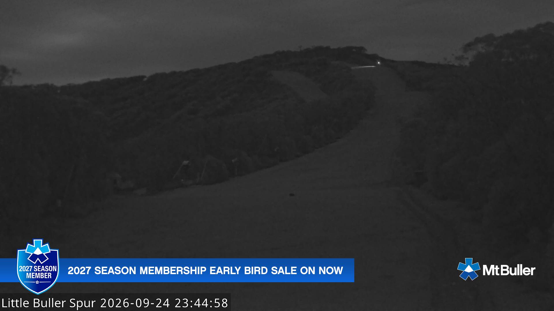 Mt Buller Little Buller Spur snow cam captured at 24 September 2026 at 11:49 pm AEST
