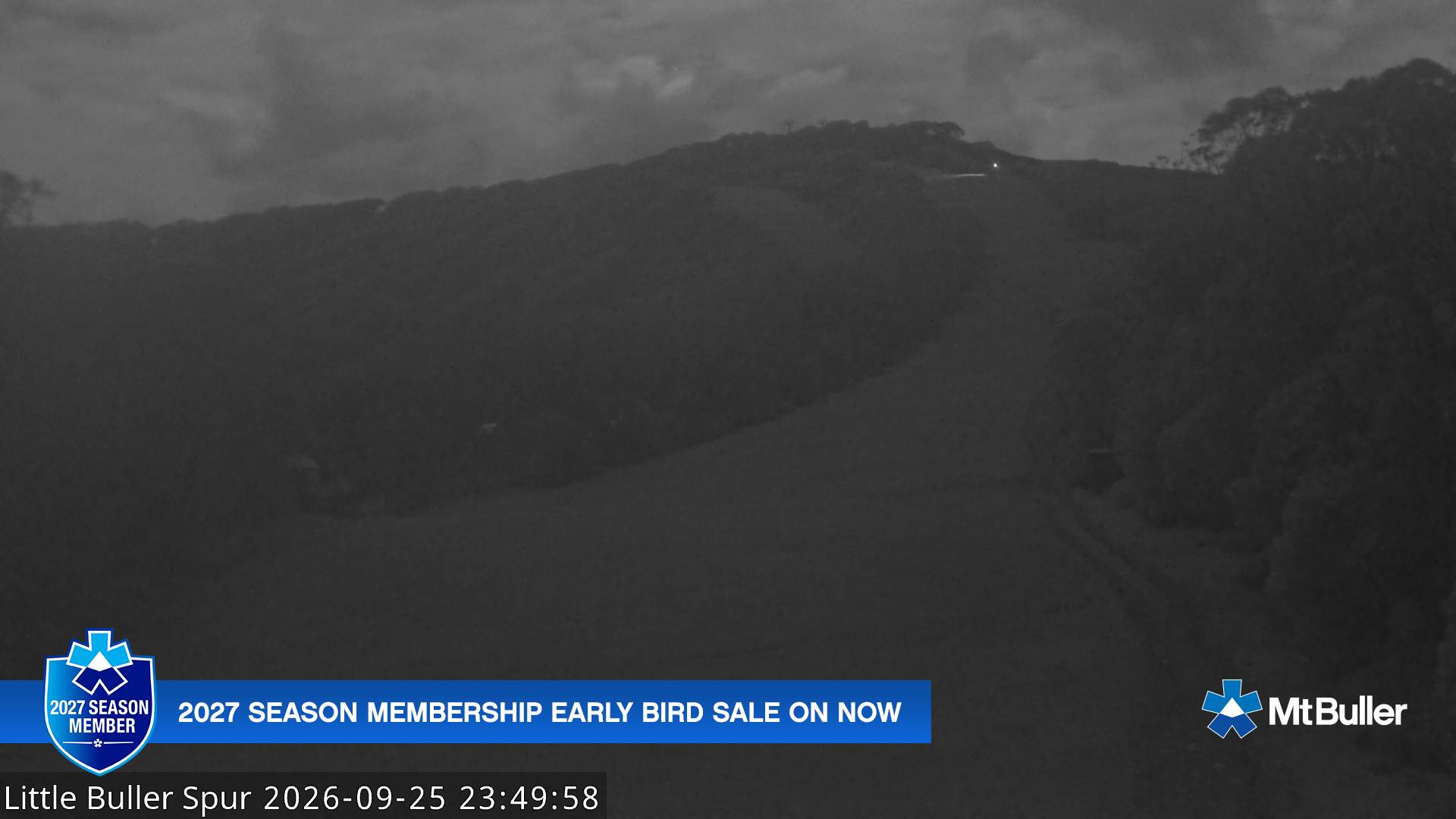Mt Buller Little Buller Spur snow cam captured at 25 September 2026 at 11:50 pm AEST