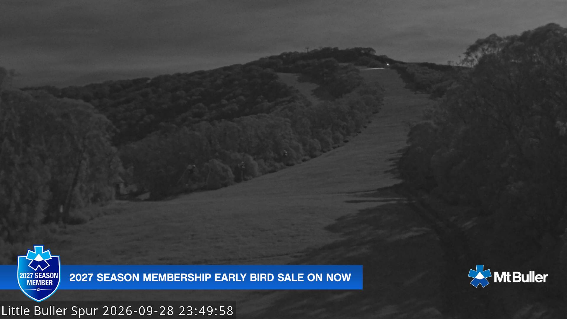 Mt Buller Little Buller Spur snow cam captured at 28 September 2026 at 11:53 pm AEST