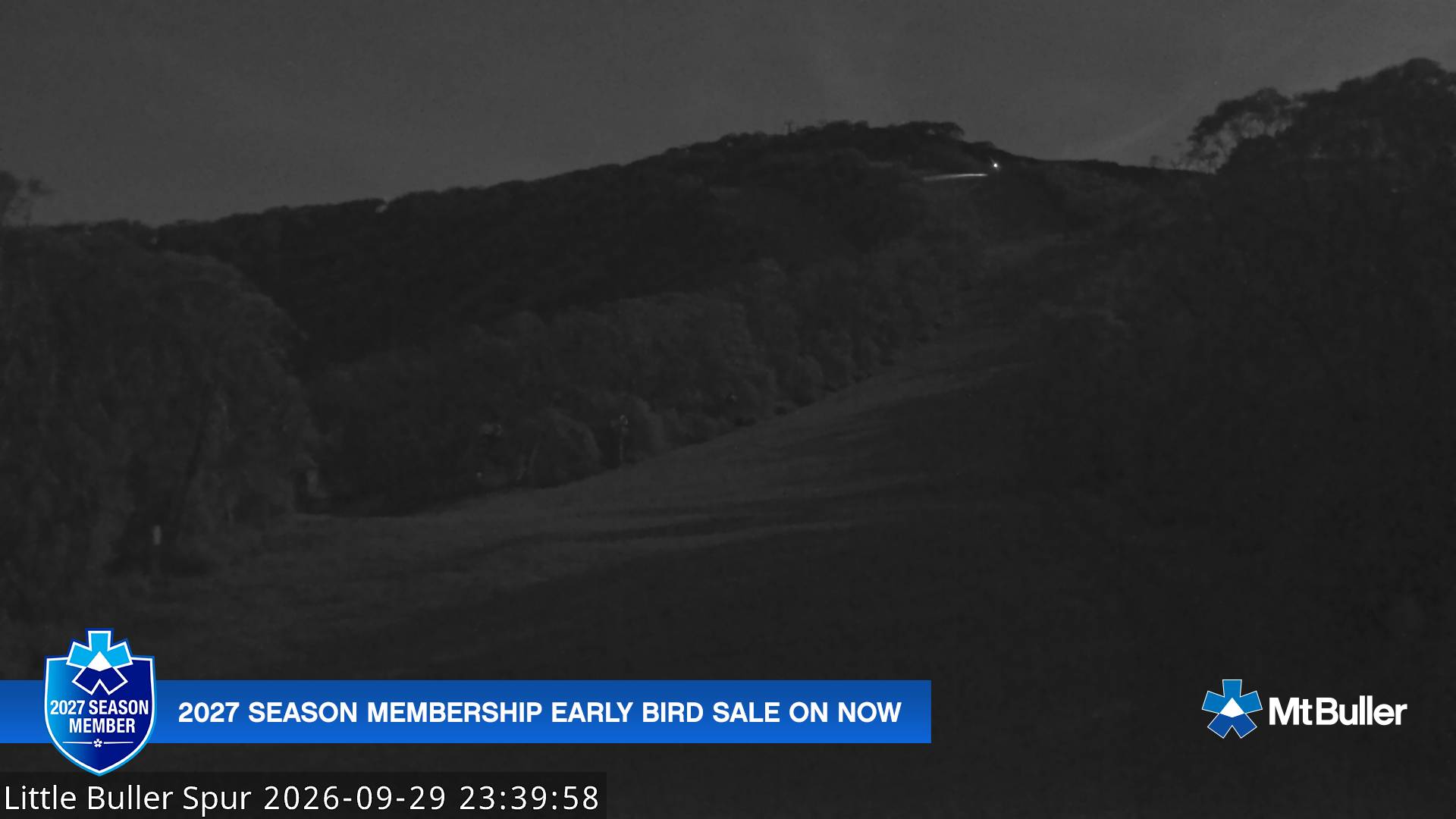 Mt Buller Little Buller Spur snow cam captured at 29 September 2026 at 11:41 pm AEST