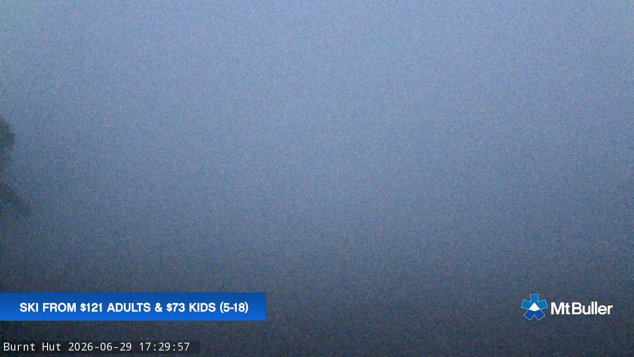 Mt Buller Burnt Hut snow cam captured at 29 June 2026 at 5:30 pm AEST