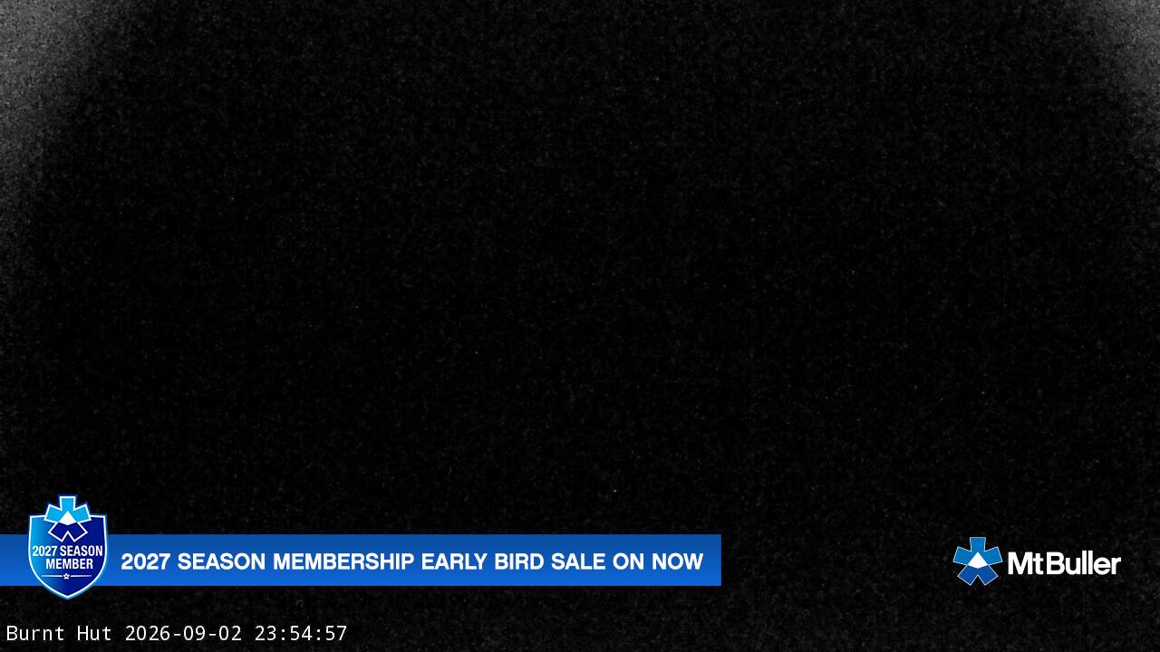 Mt Buller Burnt Hut snow cam captured at 2 September 2026 at 11:56 pm AEST