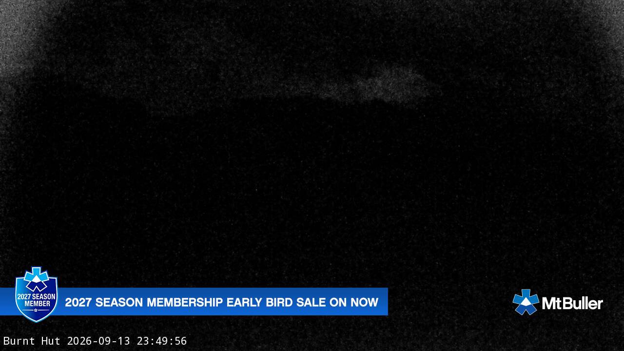 Mt Buller Burnt Hut snow cam captured at 13 September 2026 at 11:54 pm AEST