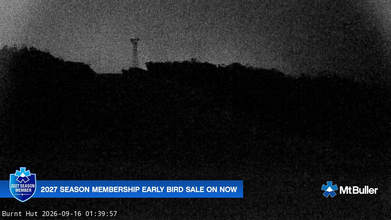 Mt Buller Burnt Hut snow cam captured at 16 September 2026 at 1:44 am AEST