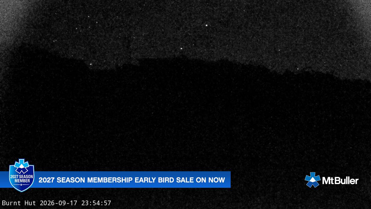 Mt Buller Burnt Hut snow cam captured at 17 September 2026 at 11:59 pm AEST