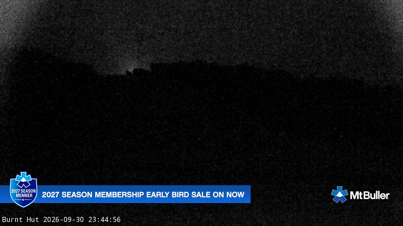 Mt Buller Burnt Hut snow cam captured at 30 September 2026 at 11:47 pm AEST