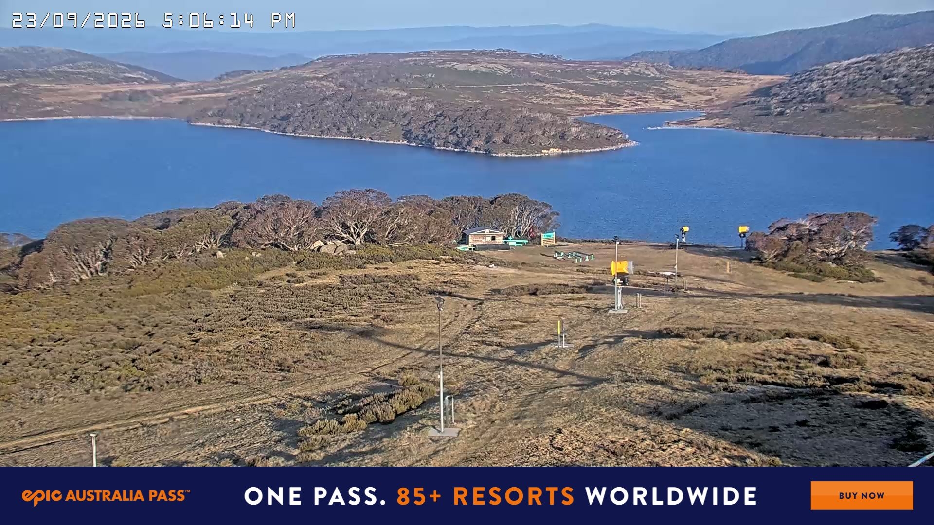 Falls Creek Drover's Dream Lake View snow cam captured at 23 September 2026 at 5:15 pm AEST