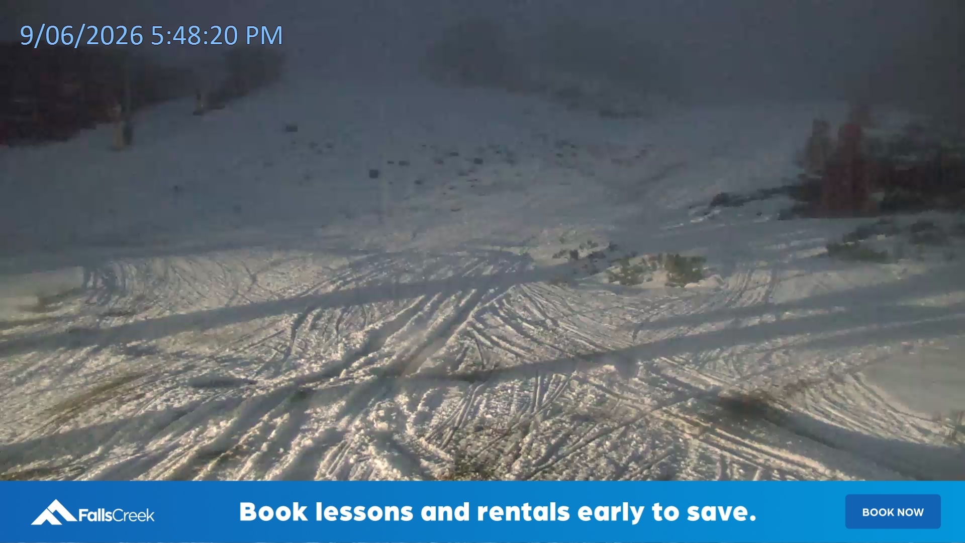 Falls Creek Towers Chair snow cam captured at 9 June 2026 at 5:55 pm AEST