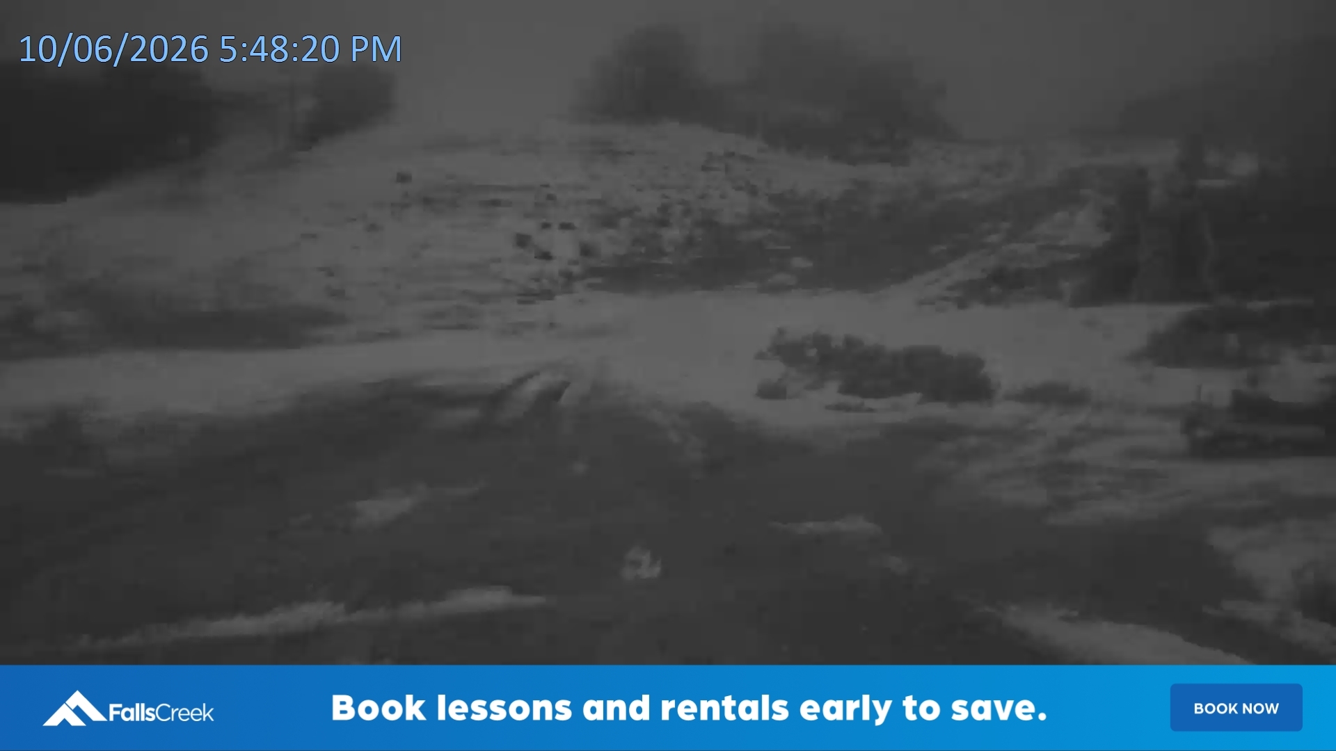 Falls Creek Towers Chair snow cam captured at 10 June 2026 at 6:02 pm AEST