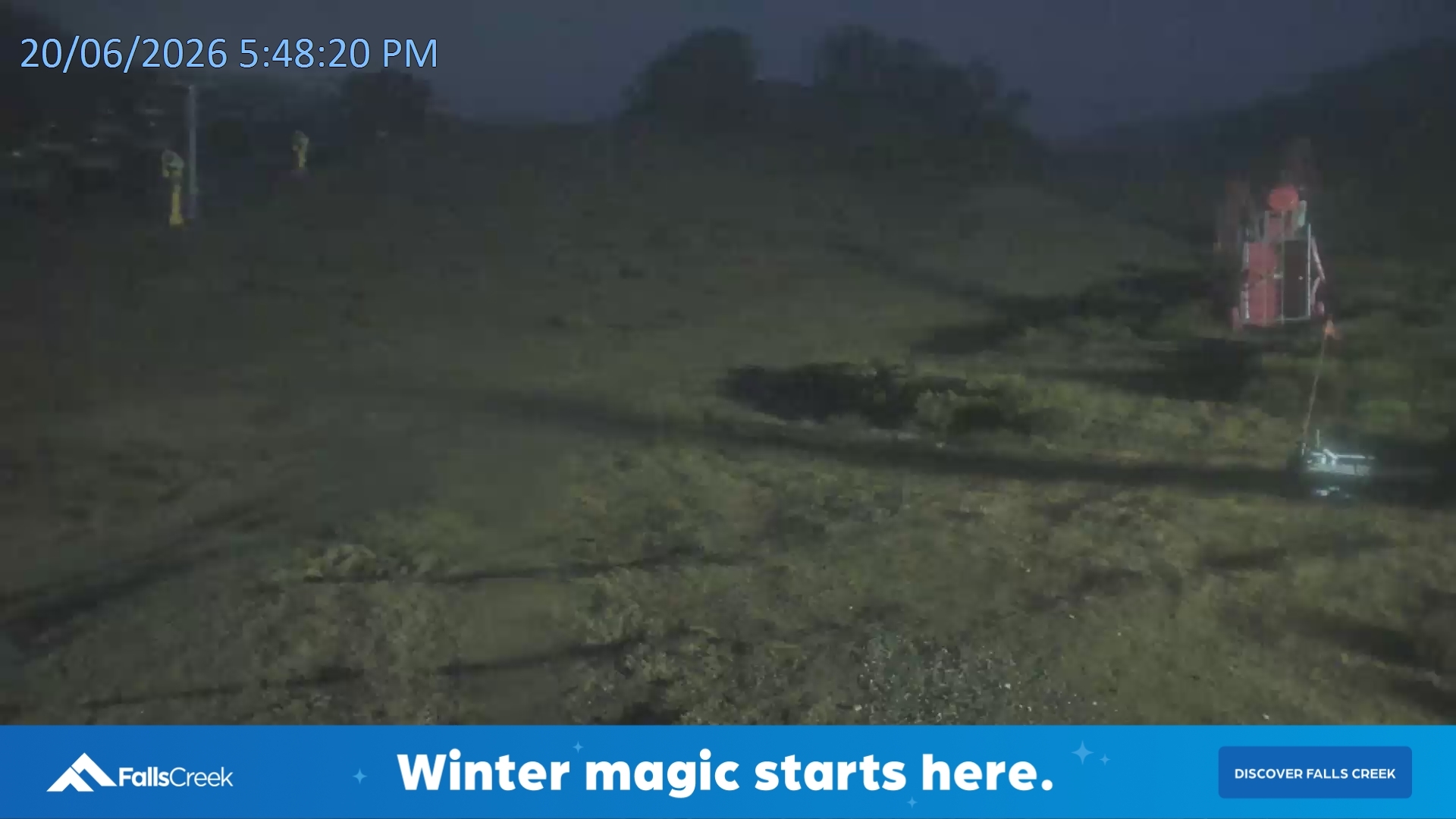 Falls Creek Towers Chair snow cam captured at 20 June 2026 at 5:50 pm AEST