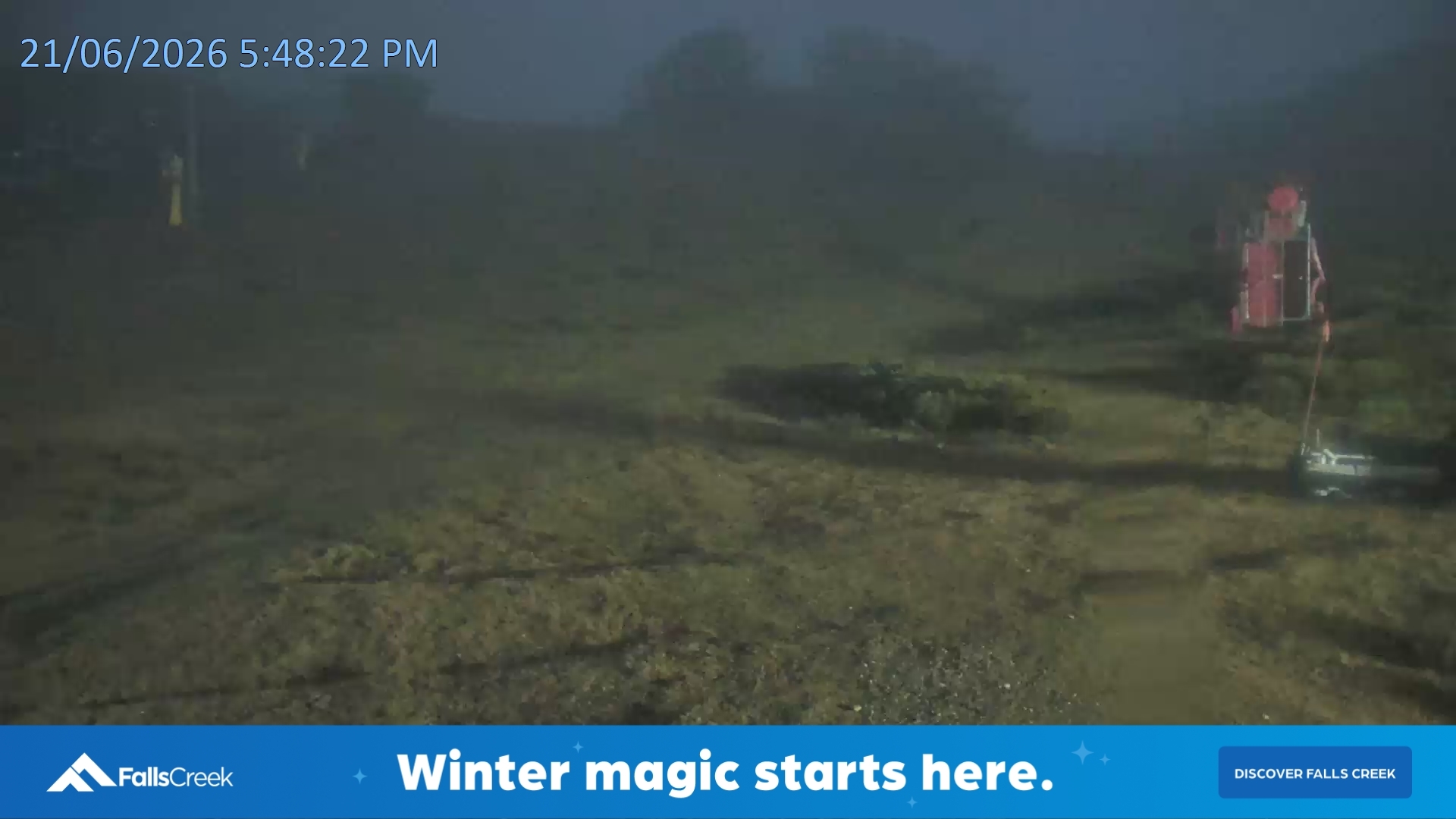 Falls Creek Towers Chair snow cam captured at 21 June 2026 at 5:52 pm AEST