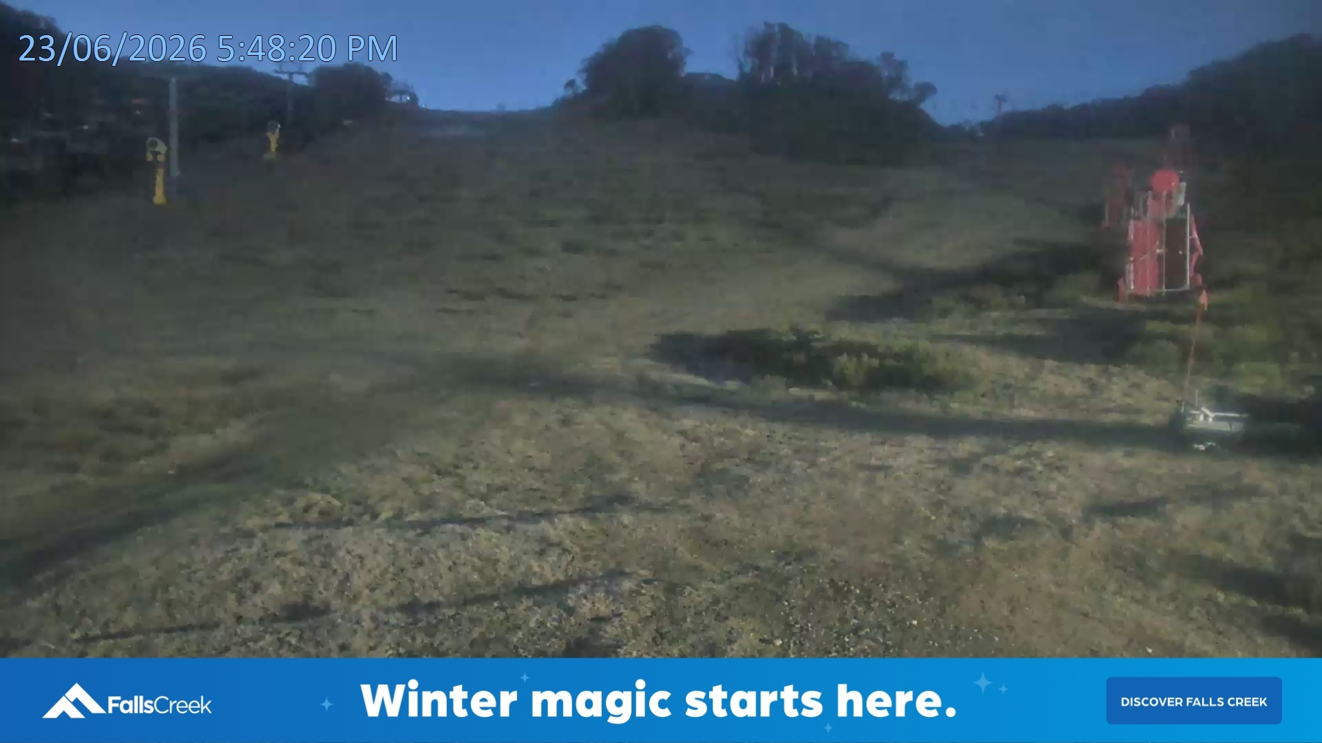 Falls Creek Towers Chair snow cam captured at 23 June 2026 at 5:52 pm AEST