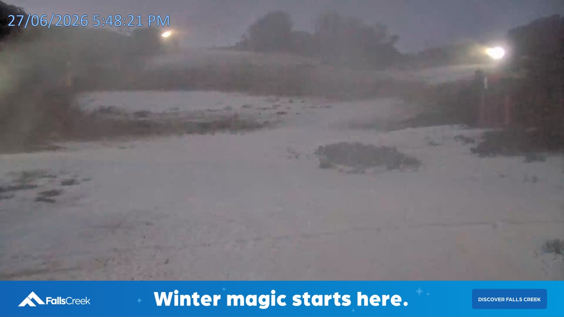 Falls Creek Towers Chair snow cam captured at 27 June 2026 at 5:50 pm AEST