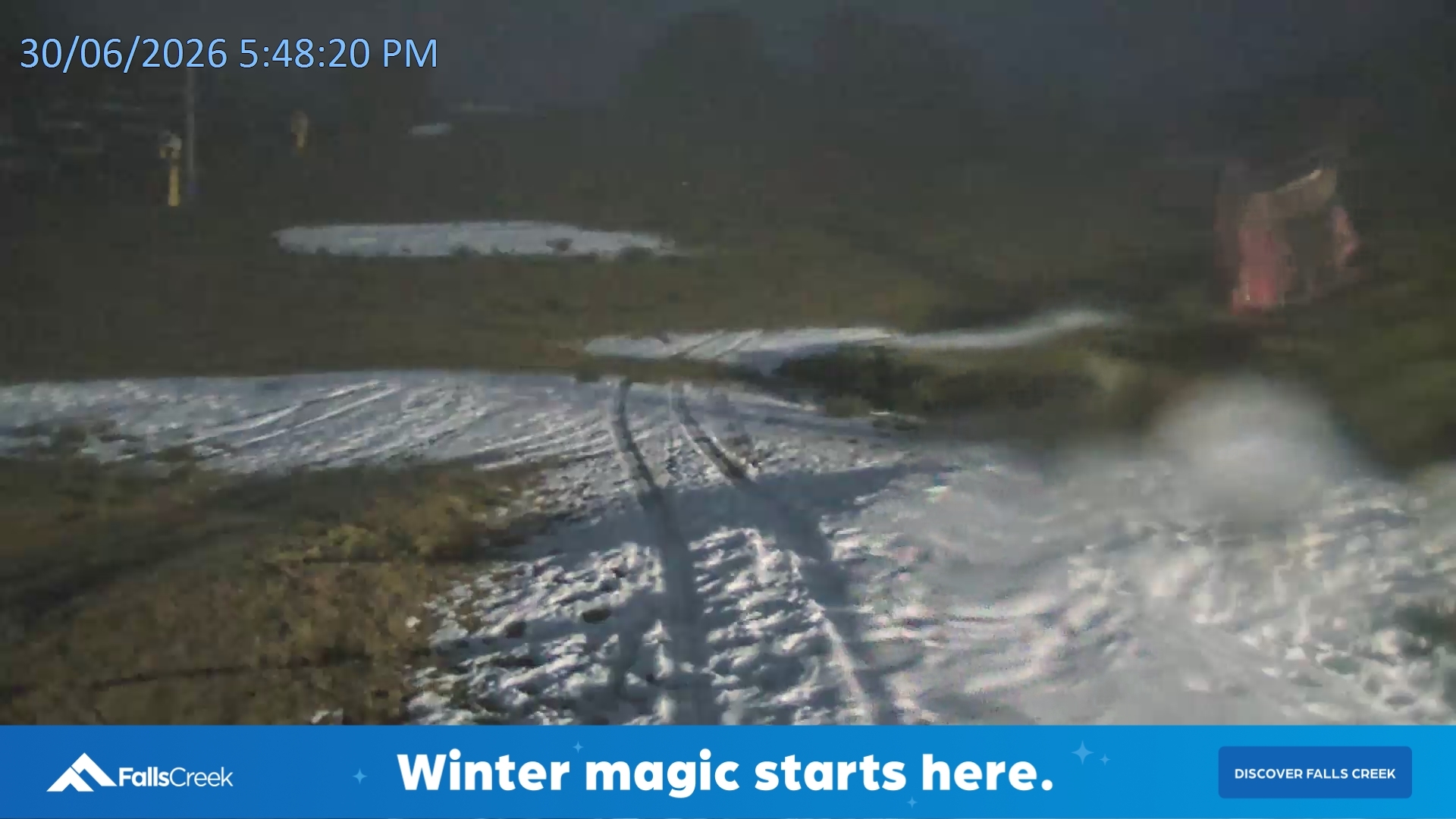 Falls Creek Towers Chair snow cam captured at 30 June 2026 at 5:52 pm AEST