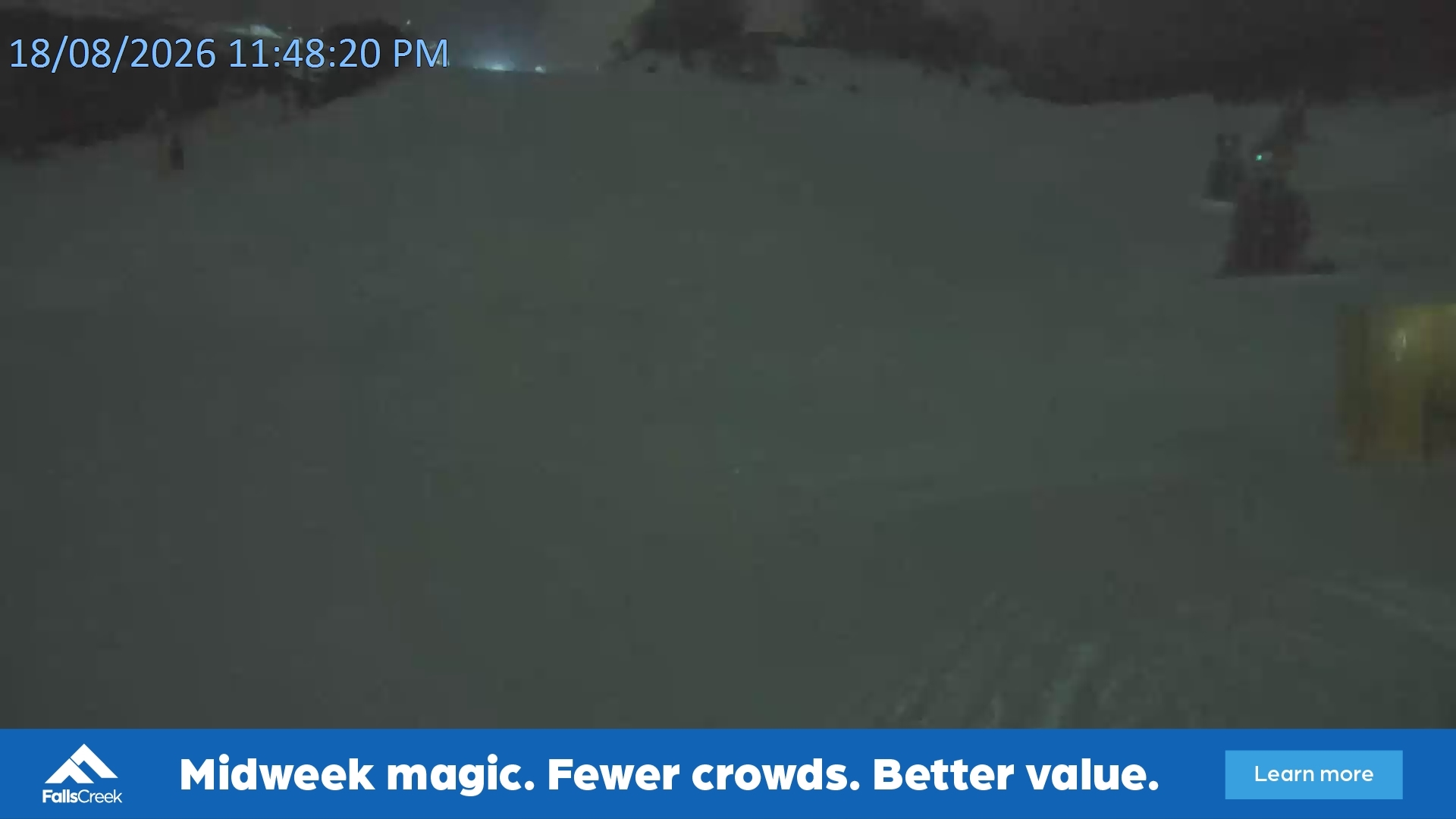 Falls Creek Towers Chair snow cam captured at 18 August 2026 at 11:58 pm AEST