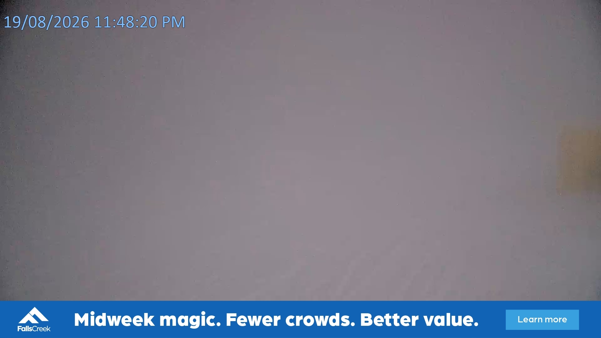 Falls Creek Towers Chair snow cam captured at 19 August 2026 at 11:59 pm AEST