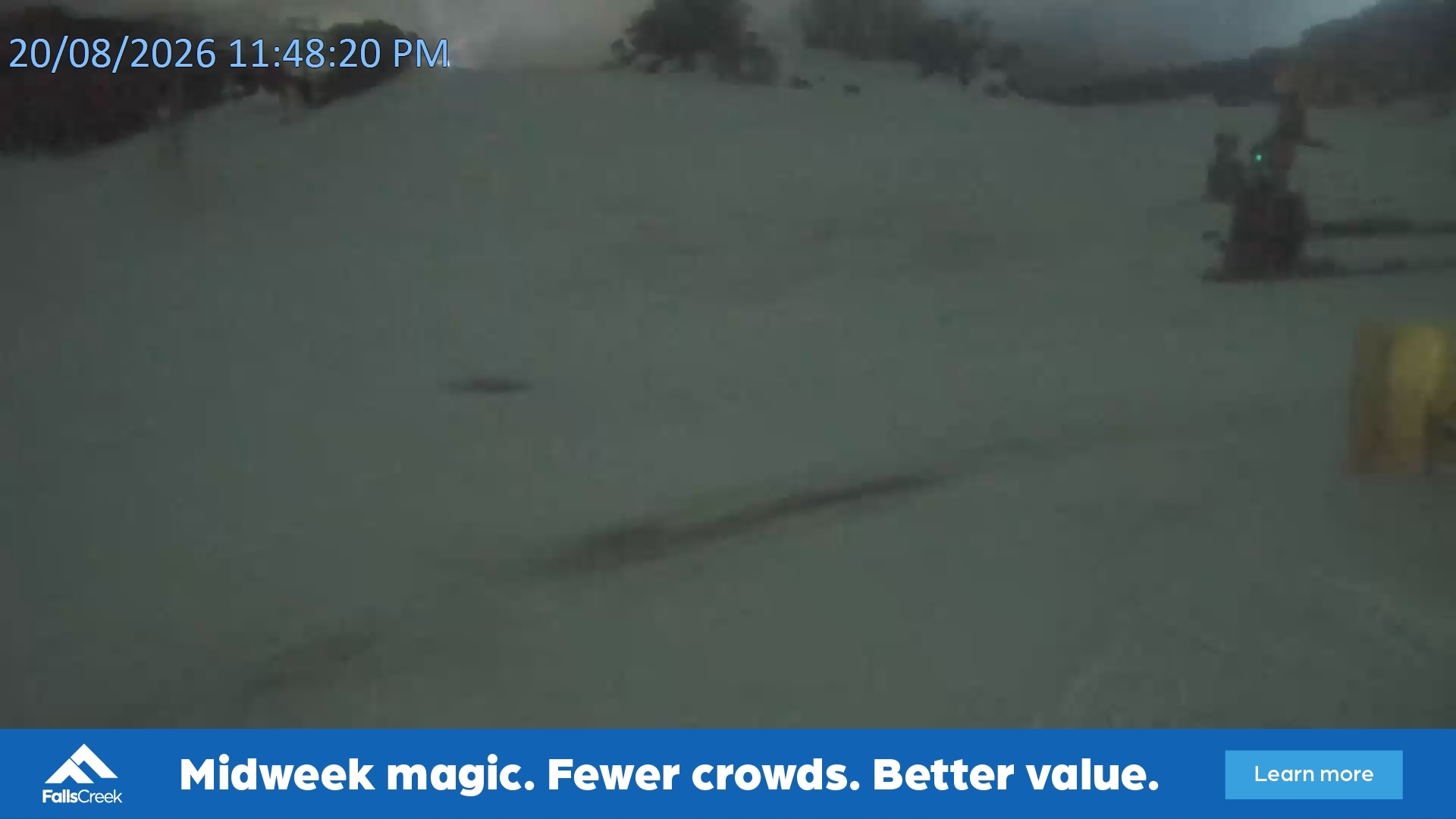 Falls Creek Towers Chair snow cam captured at 20 August 2026 at 11:51 pm AEST