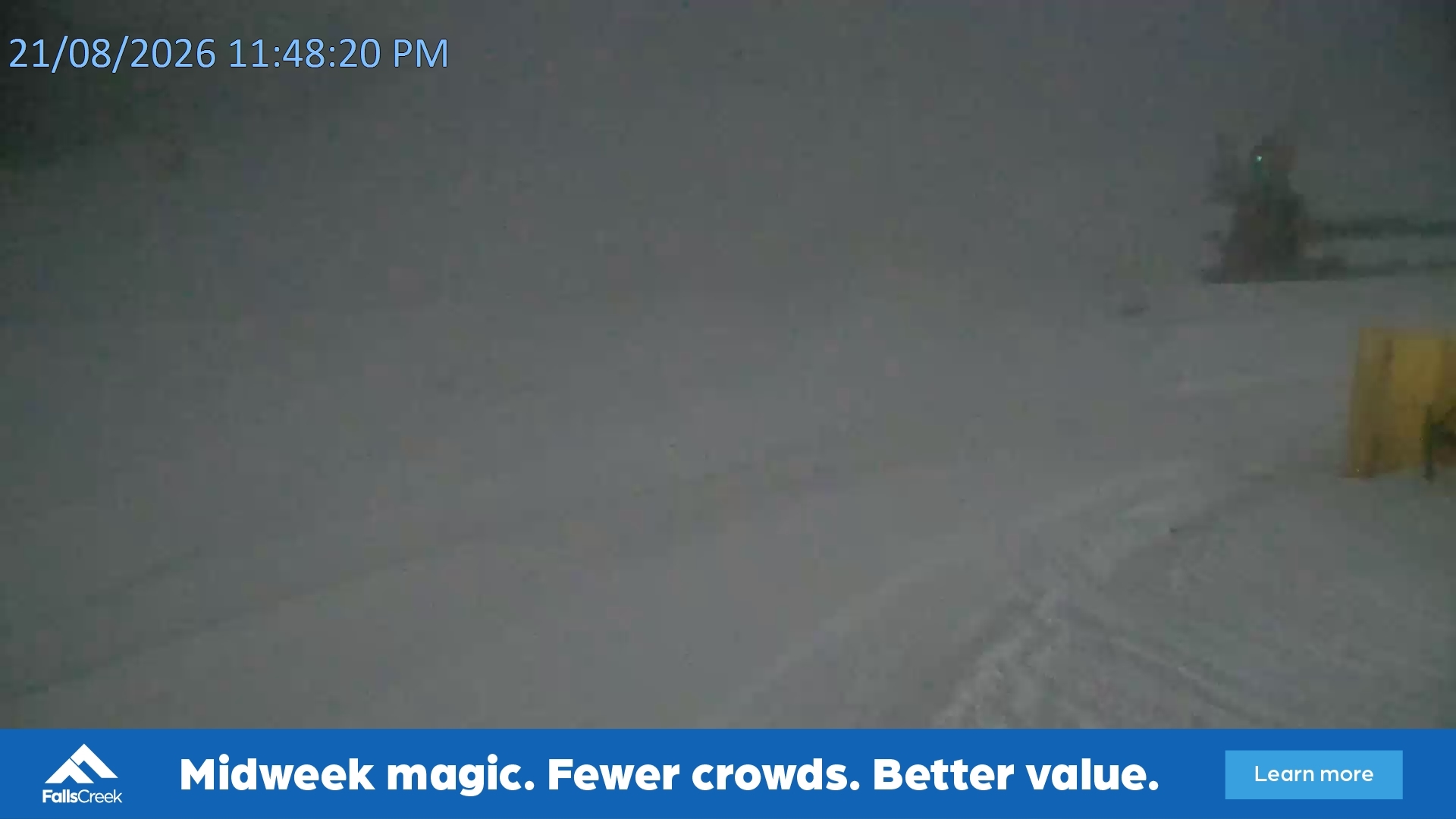 Falls Creek Towers Chair snow cam captured at 21 August 2026 at 11:52 pm AEST
