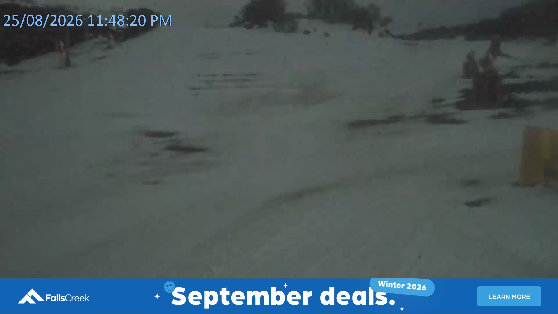 Falls Creek Towers Chair snow cam captured at 25 August 2026 at 11:56 pm AEST