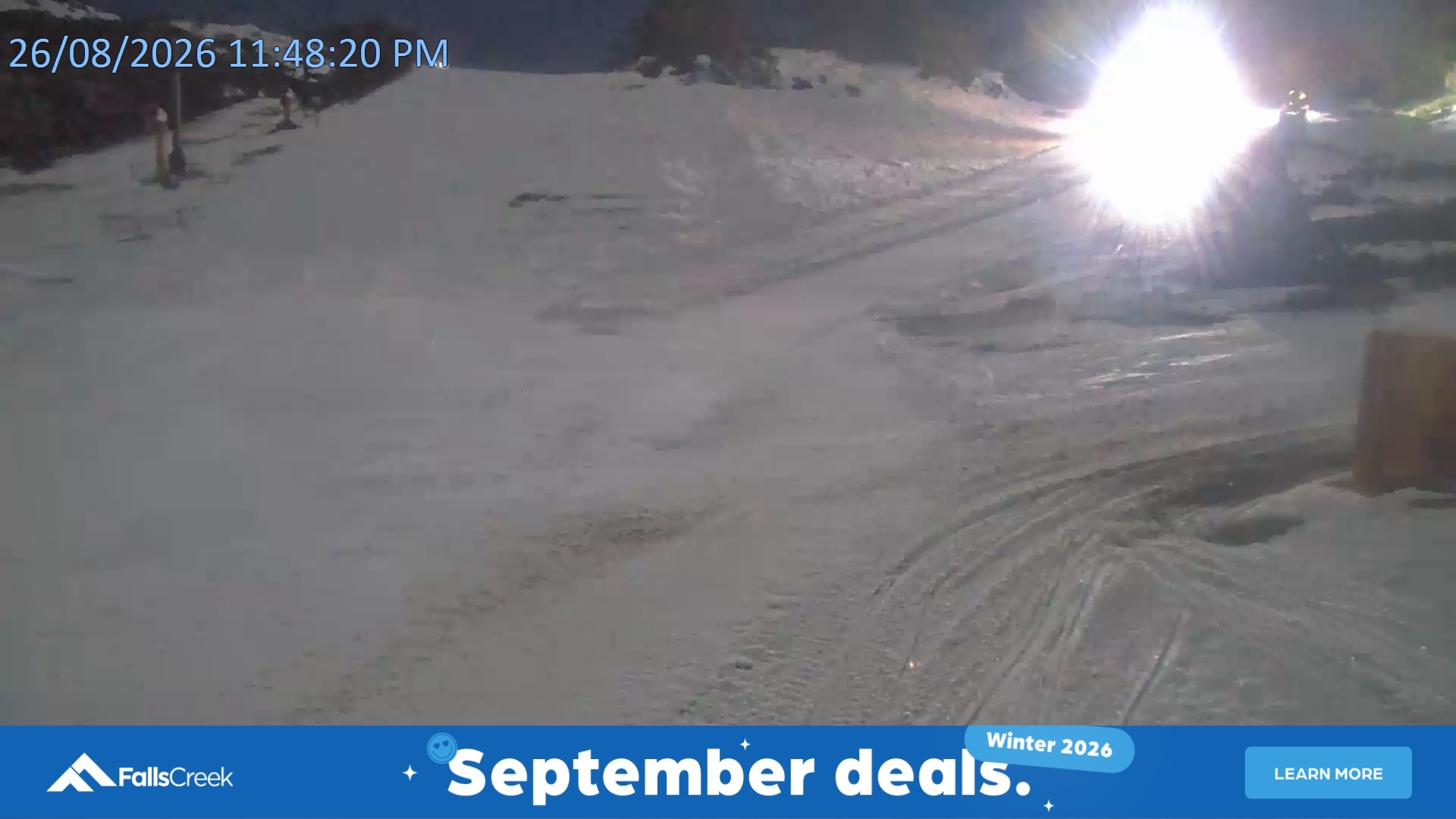 Falls Creek Towers Chair snow cam captured at 26 August 2026 at 11:58 pm AEST