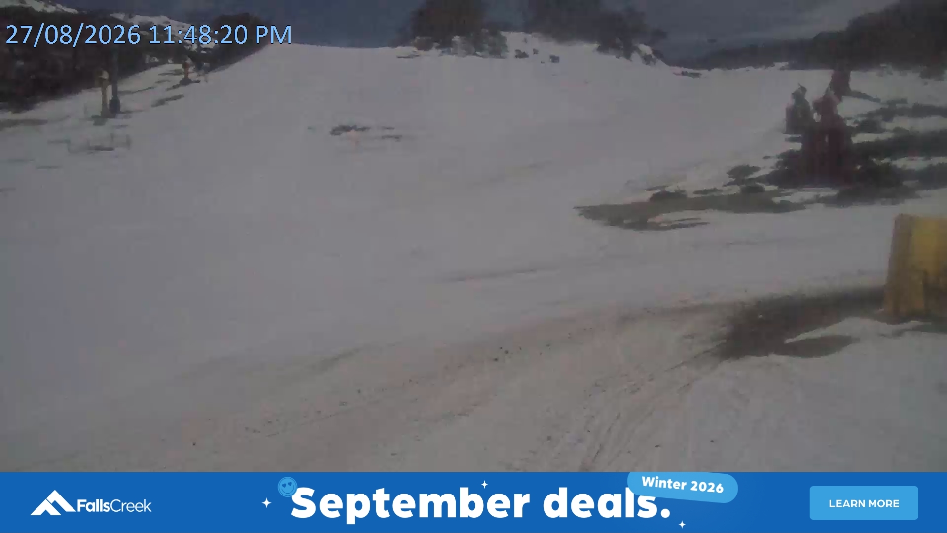 Falls Creek Towers Chair snow cam captured at 27 August 2026 at 11:59 pm AEST