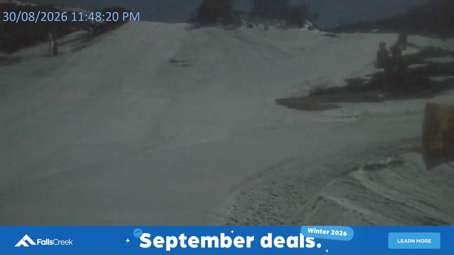 Falls Creek Towers Chair snow cam captured at 30 August 2026 at 11:51 pm AEST