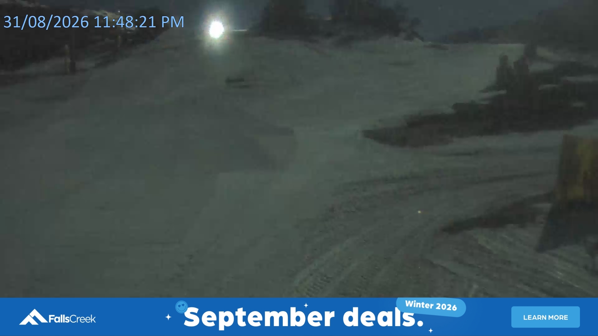 Falls Creek Towers Chair snow cam captured at 31 August 2026 at 11:52 pm AEST