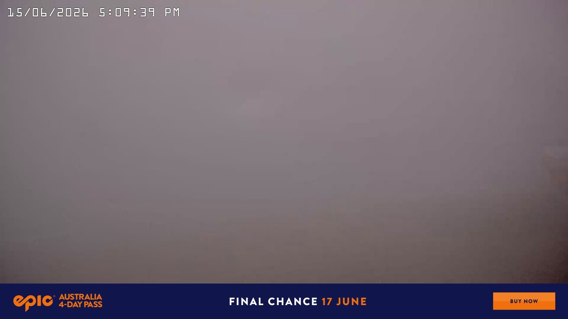 Falls Creek Main Street snow cam captured at 15 June 2026 at 5:10 pm AEST