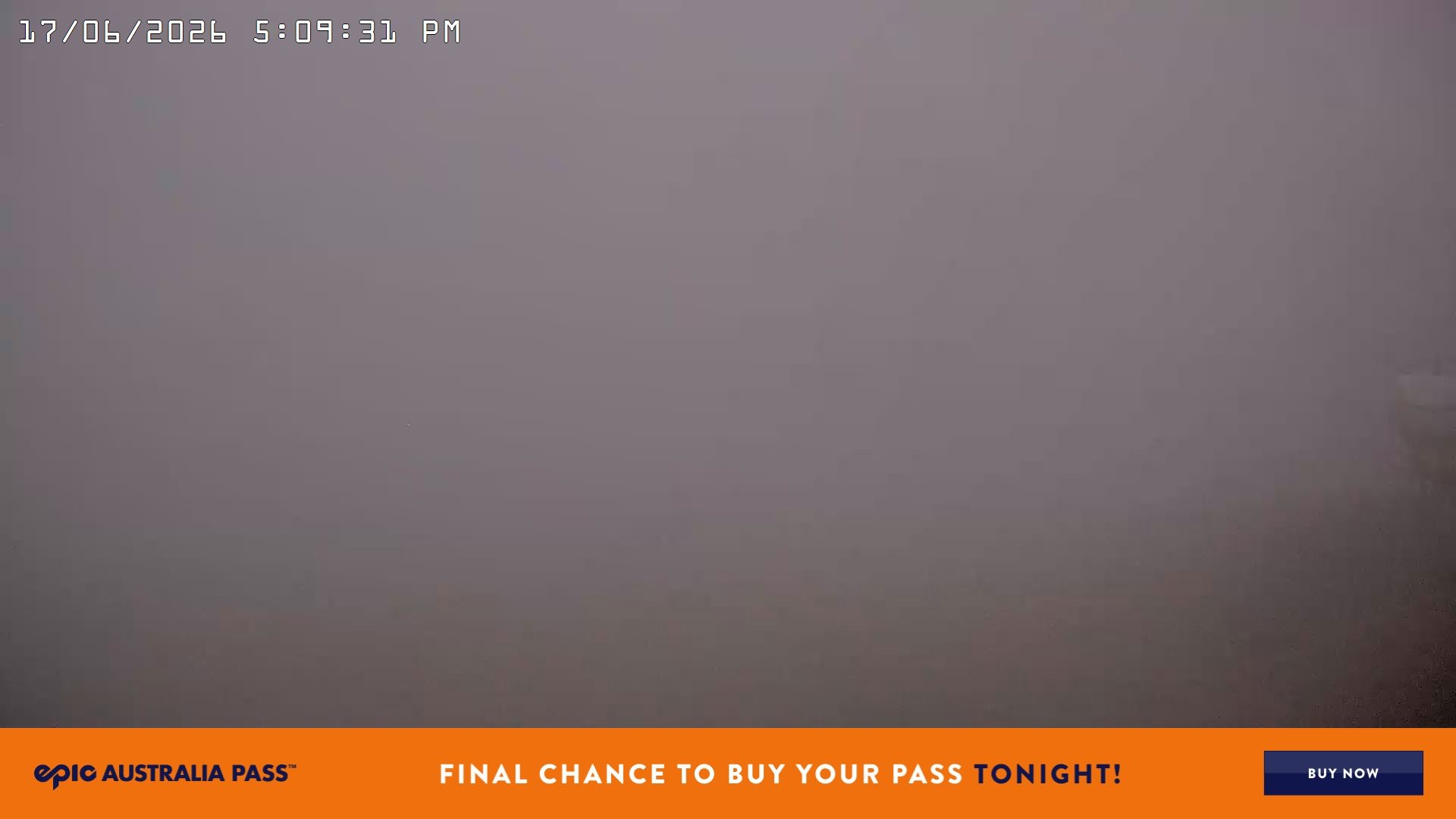Falls Creek Main Street snow cam captured at 17 June 2026 at 5:10 pm AEST