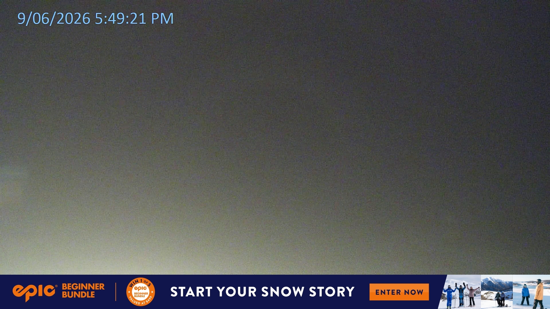 Falls Creek Mouse Trap snow cam captured at 9 June 2026 at 5:53 pm AEST