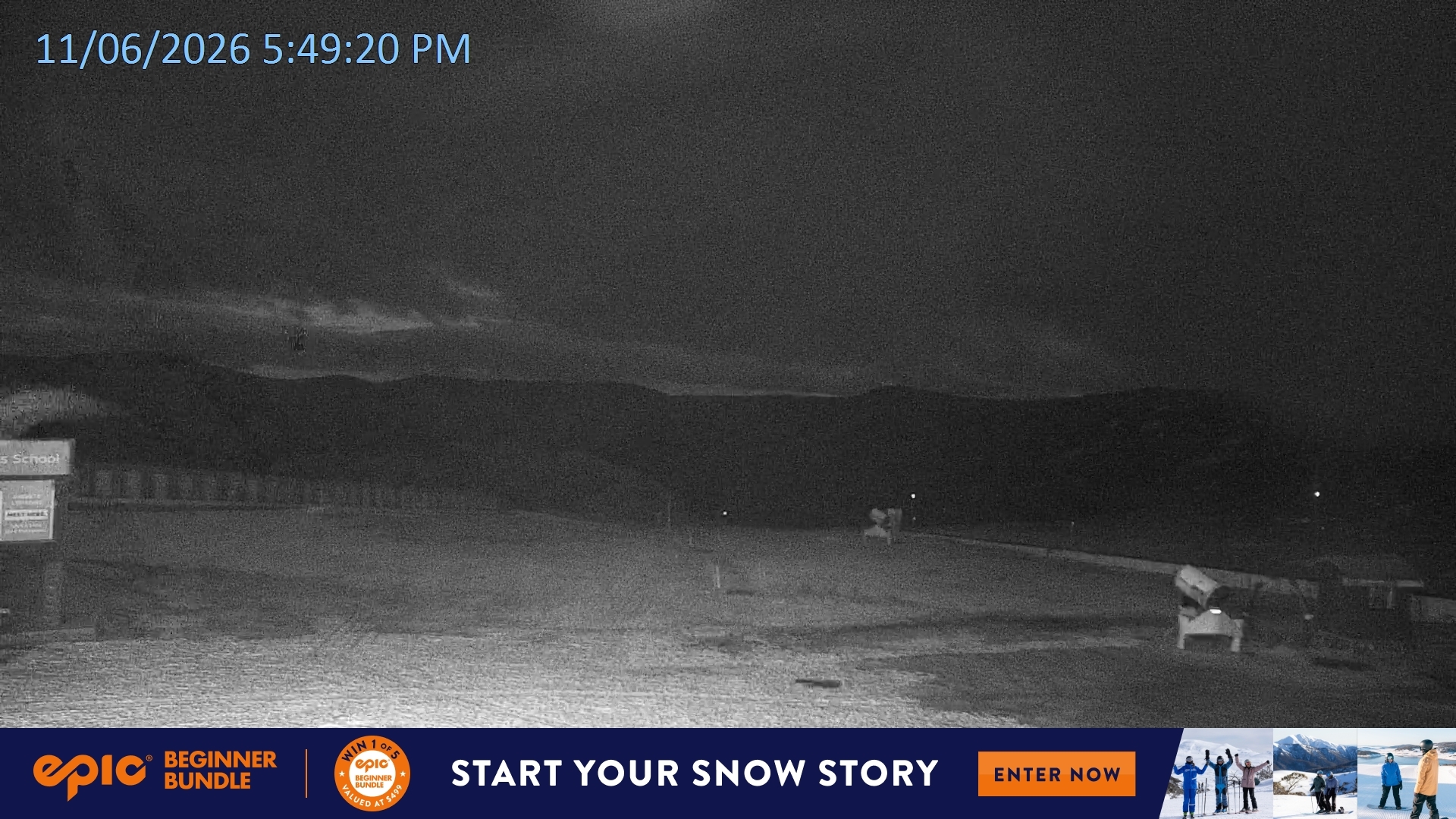 Falls Creek Mouse Trap snow cam captured at 11 June 2026 at 5:50 pm AEST