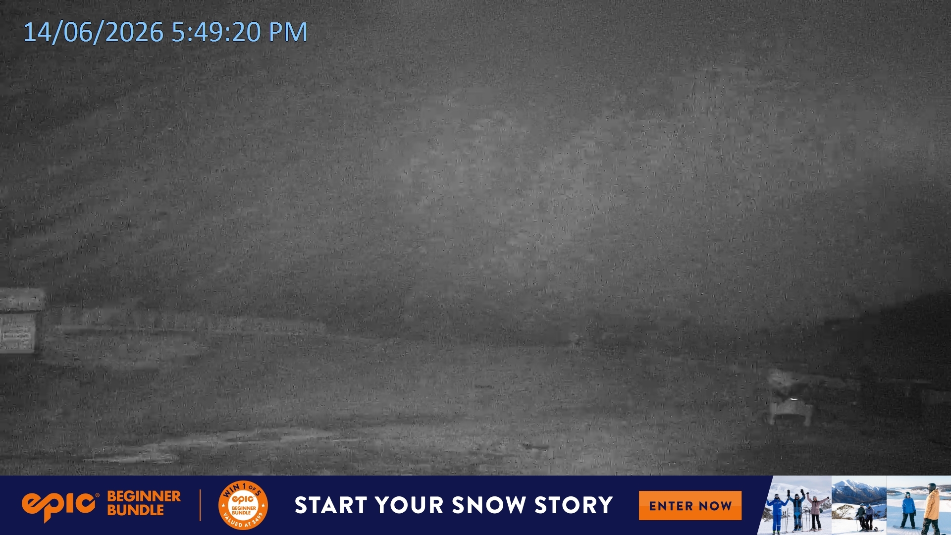 Falls Creek Mouse Trap snow cam captured at 14 June 2026 at 5:53 pm AEST