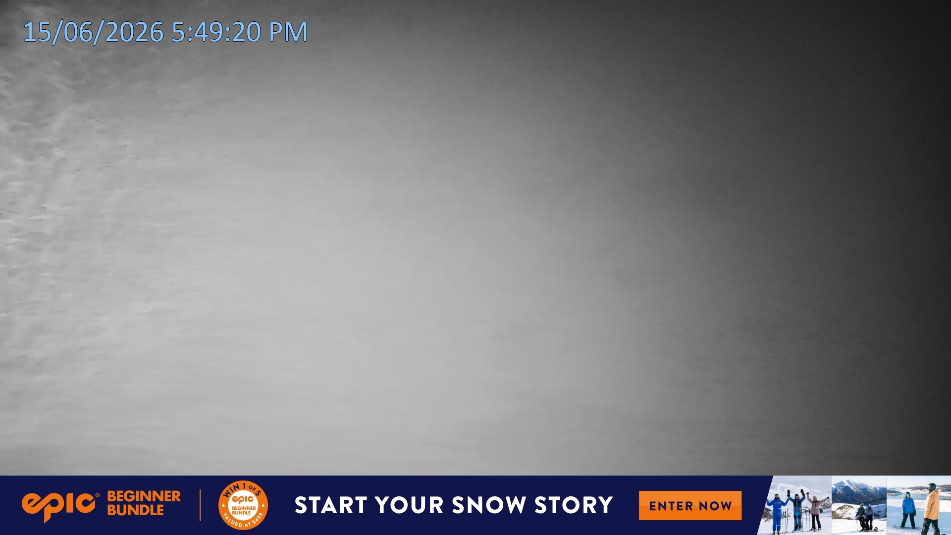 Falls Creek Mouse Trap snow cam captured at 15 June 2026 at 5:55 pm AEST