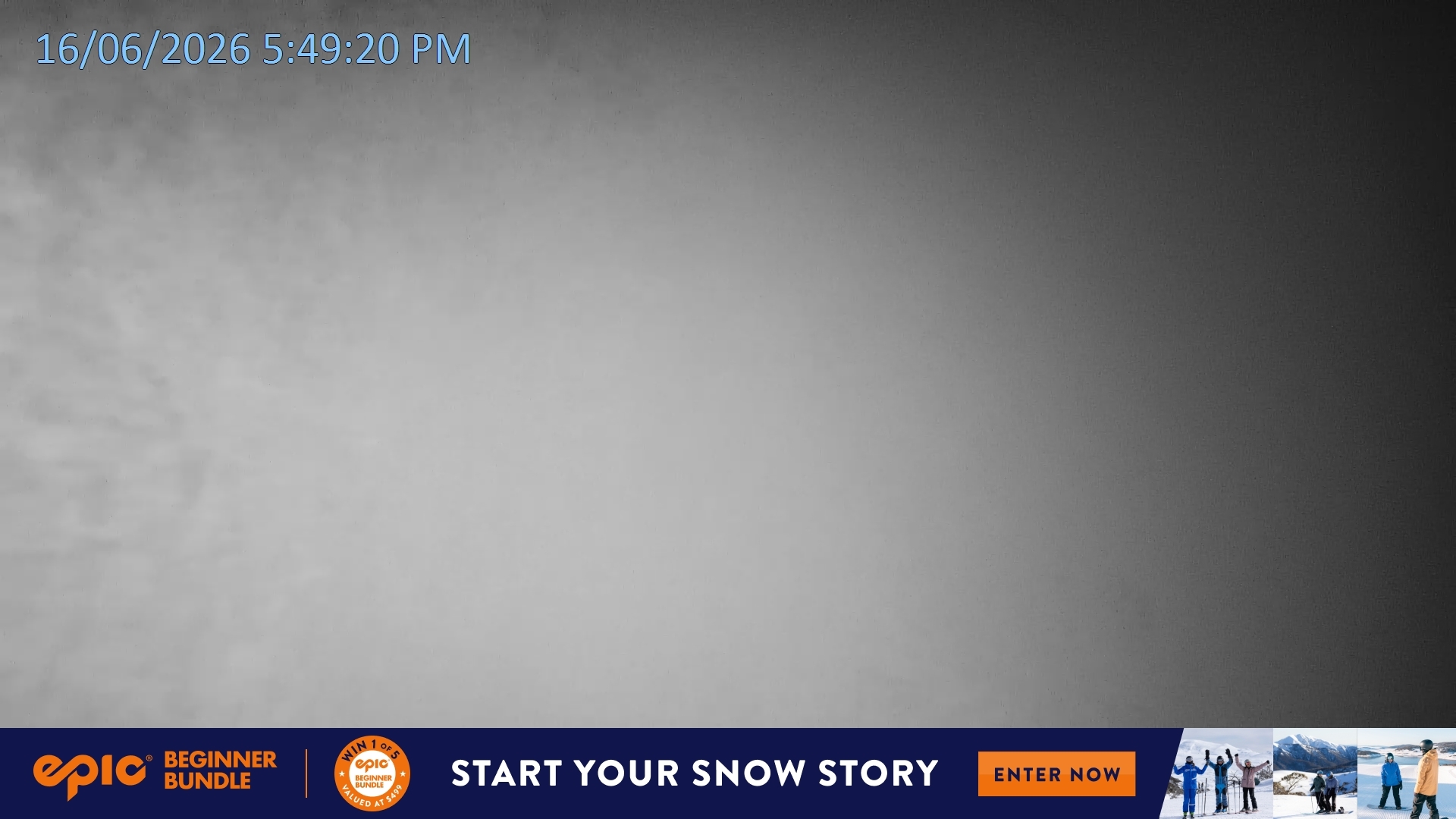 Falls Creek Mouse Trap snow cam captured at 16 June 2026 at 5:55 pm AEST