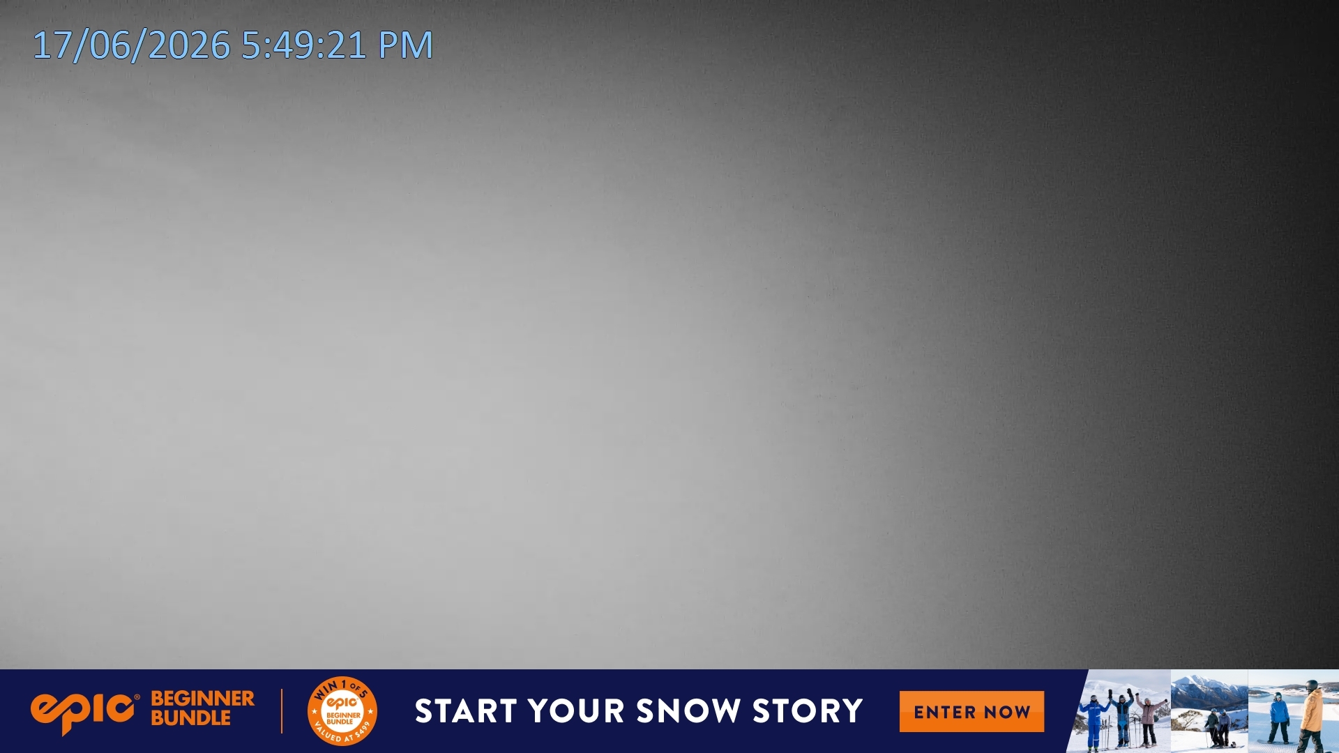 Falls Creek Mouse Trap snow cam captured at 17 June 2026 at 5:55 pm AEST