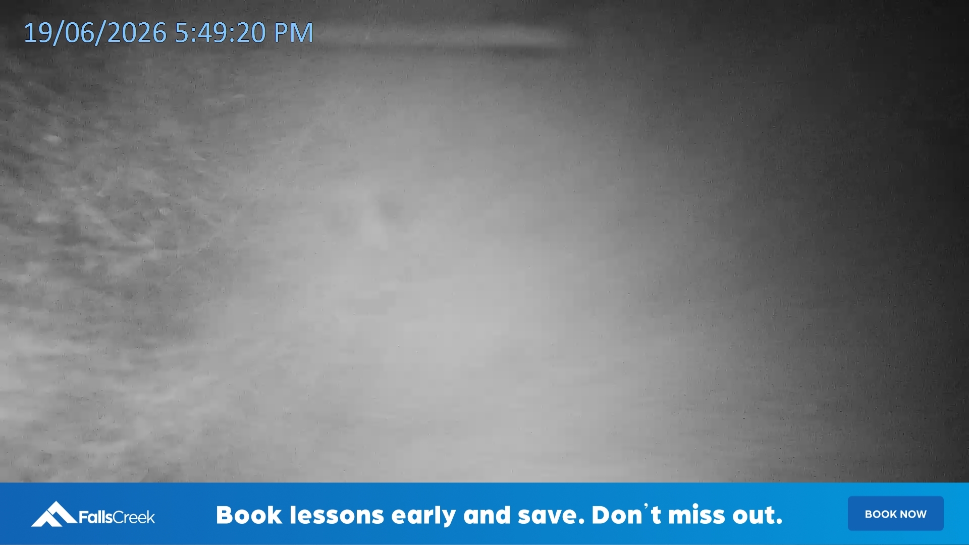 Falls Creek Mouse Trap snow cam captured at 19 June 2026 at 5:51 pm AEST