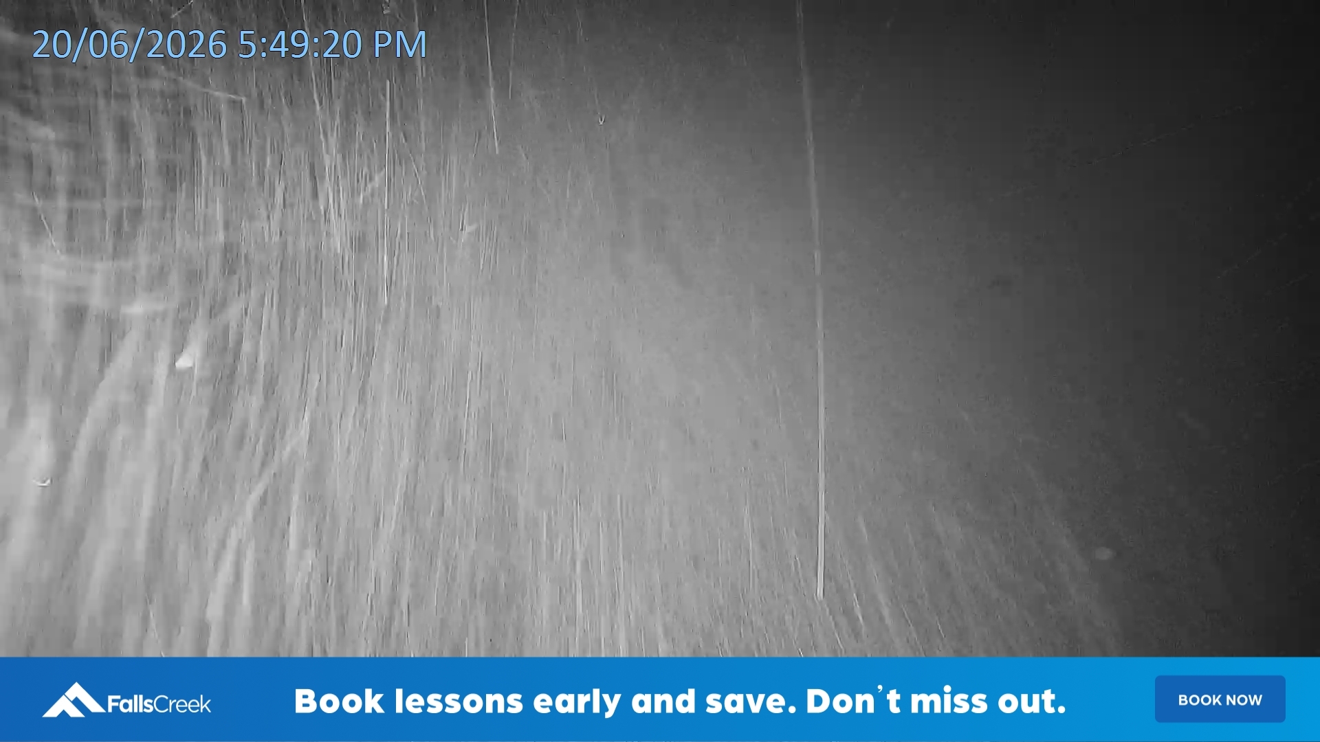 Falls Creek Mouse Trap snow cam captured at 20 June 2026 at 5:51 pm AEST