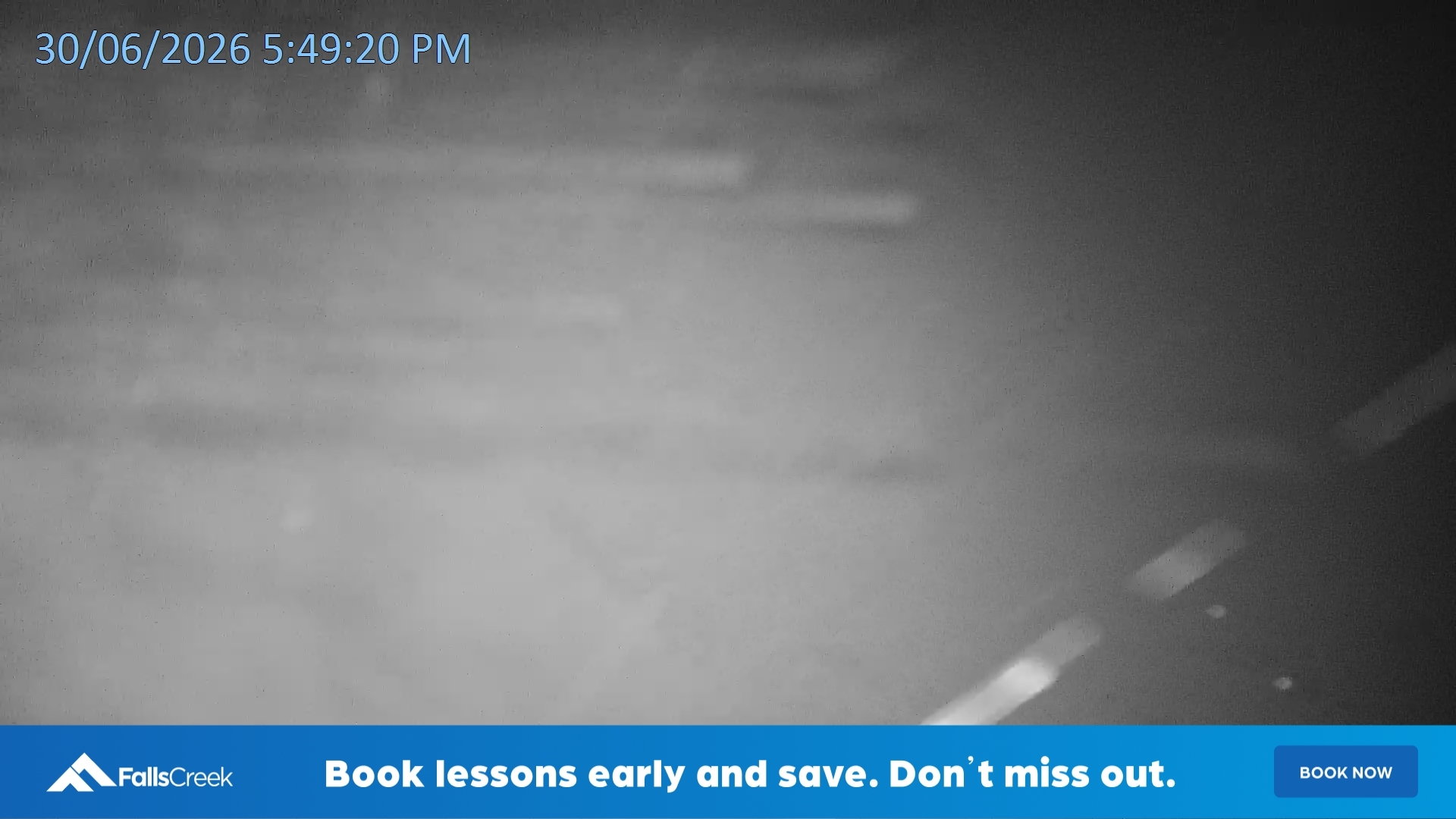 Falls Creek Mouse Trap snow cam captured at 30 June 2026 at 5:52 pm AEST