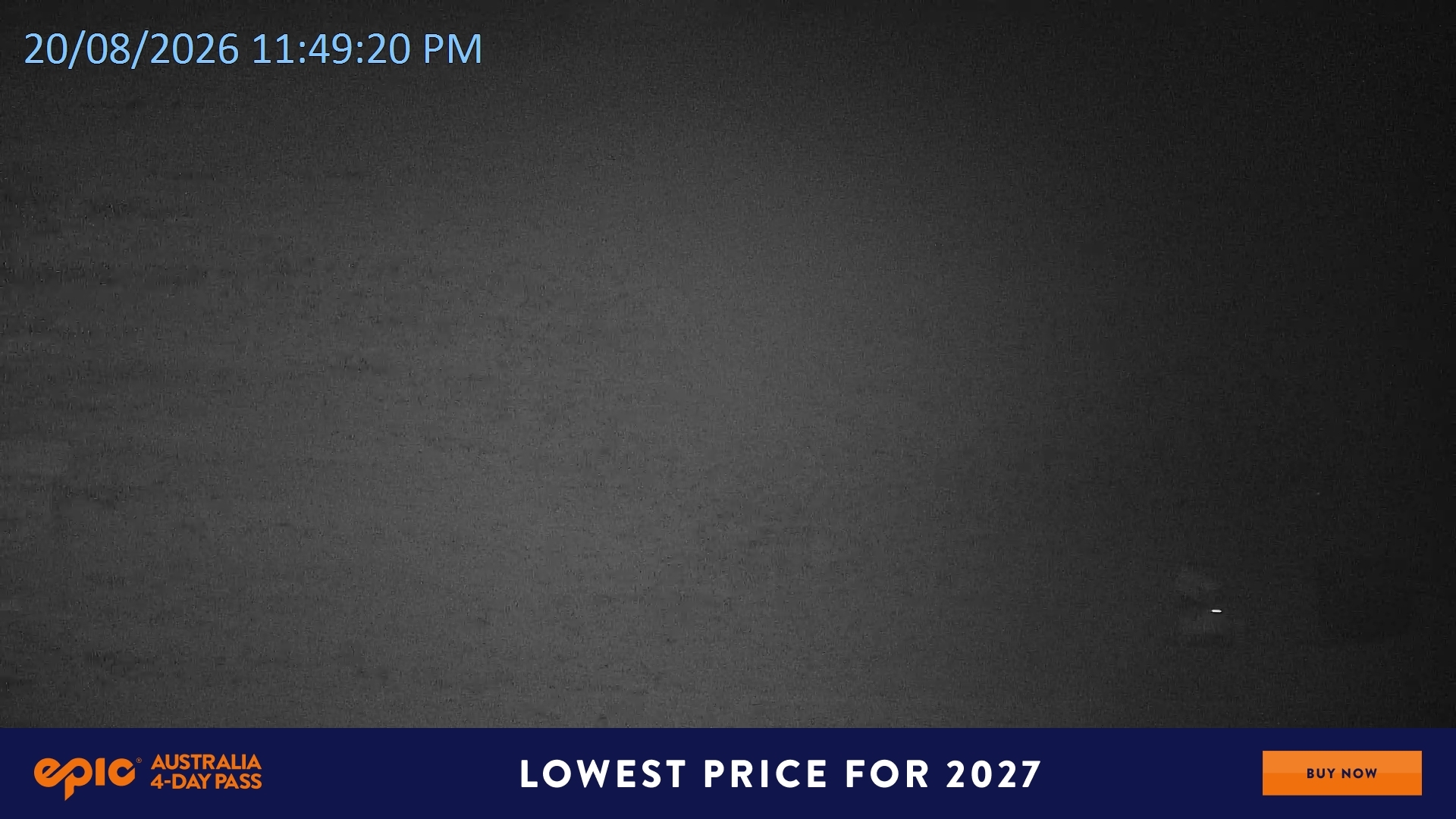 Falls Creek Mouse Trap snow cam captured at 20 August 2026 at 11:51 pm AEST