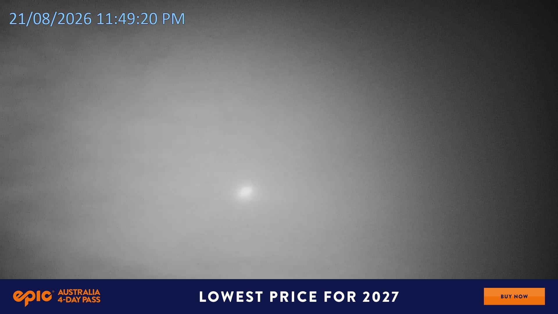 Falls Creek Mouse Trap snow cam captured at 21 August 2026 at 11:52 pm AEST