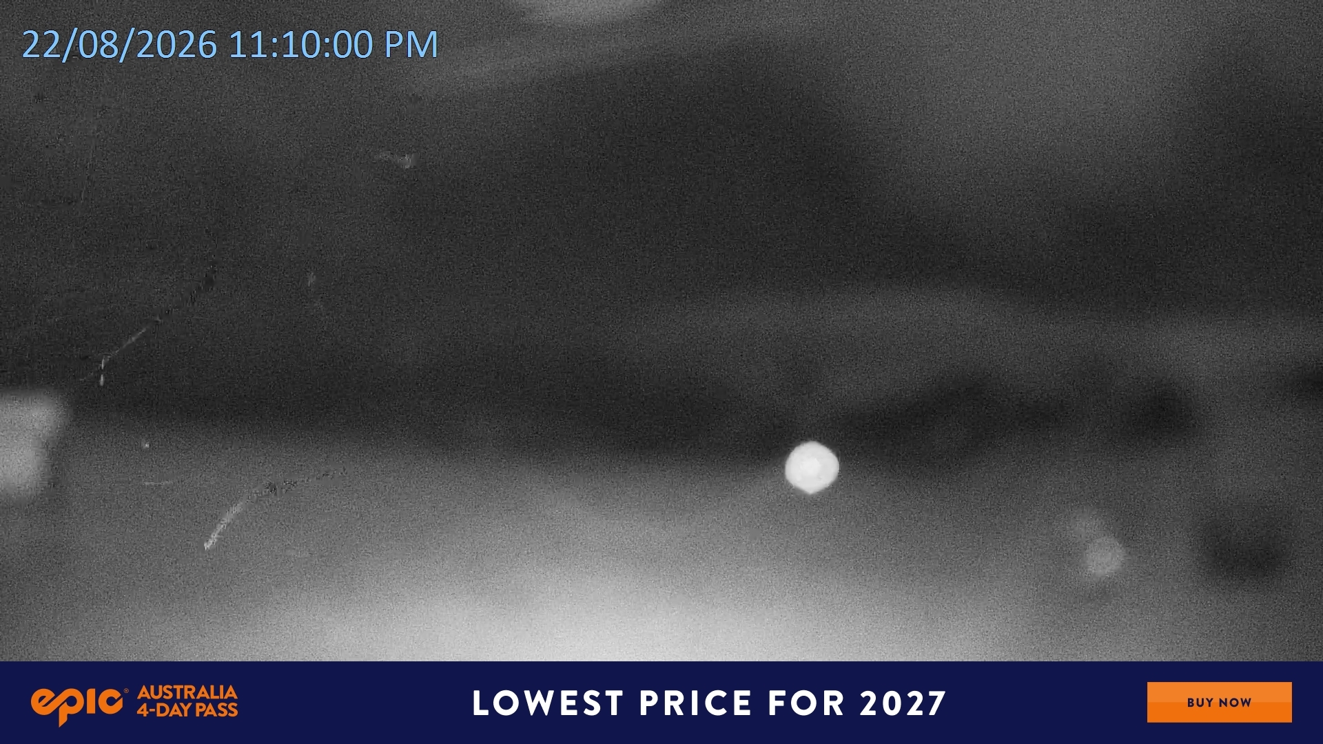 Falls Creek Mouse Trap snow cam captured at 22 August 2026 at 11:20 pm AEST
